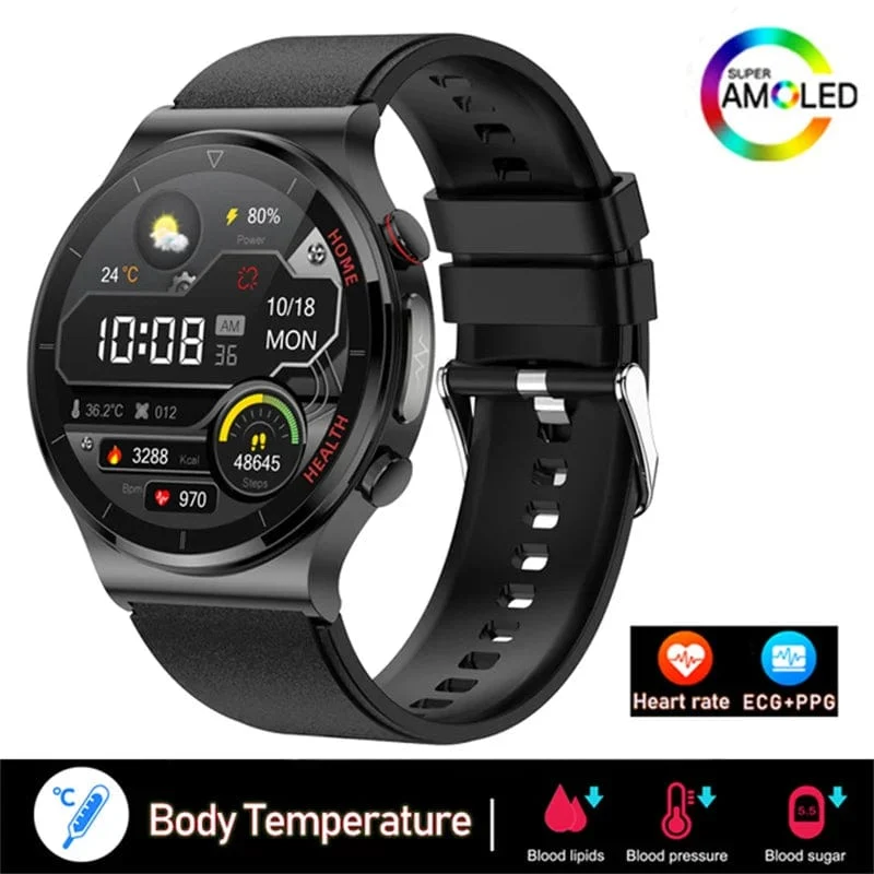 2024 Neue Laserbehandlung Drei hohe Smart Watch Männer EKG PPG Herzfrequenz Blutzucker Gesundheitstracker Smart Watches für Huawei IOS