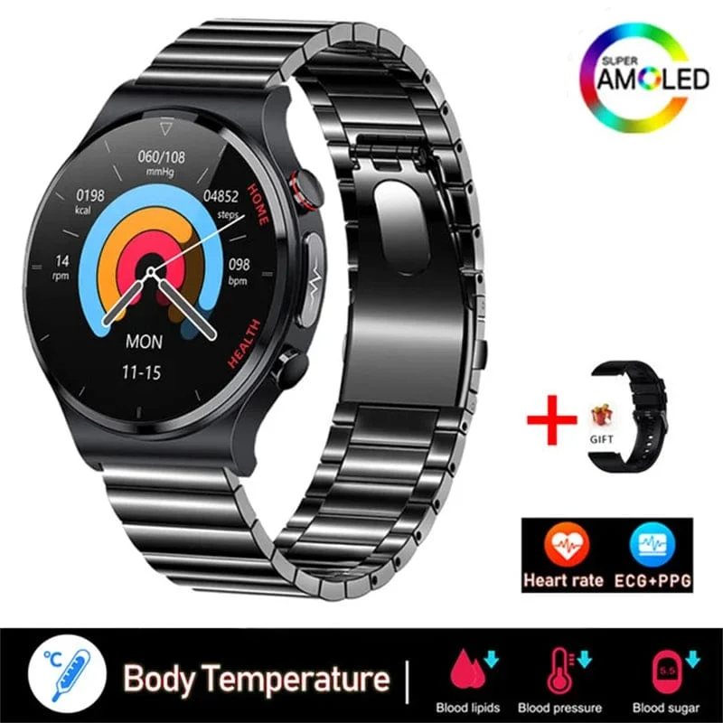 2024 Neue Laserbehandlung Drei hohe Smart Watch Männer EKG PPG Herzfrequenz Blutzucker Gesundheitstracker Smart Watches für Huawei IOS