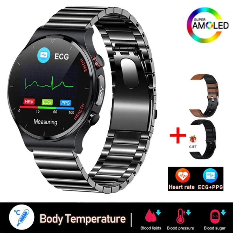 2024 Neue Laserbehandlung Drei hohe Smart Watch Männer EKG PPG Herzfrequenz Blutzucker Gesundheitstracker Smart Watches für Huawei IOS