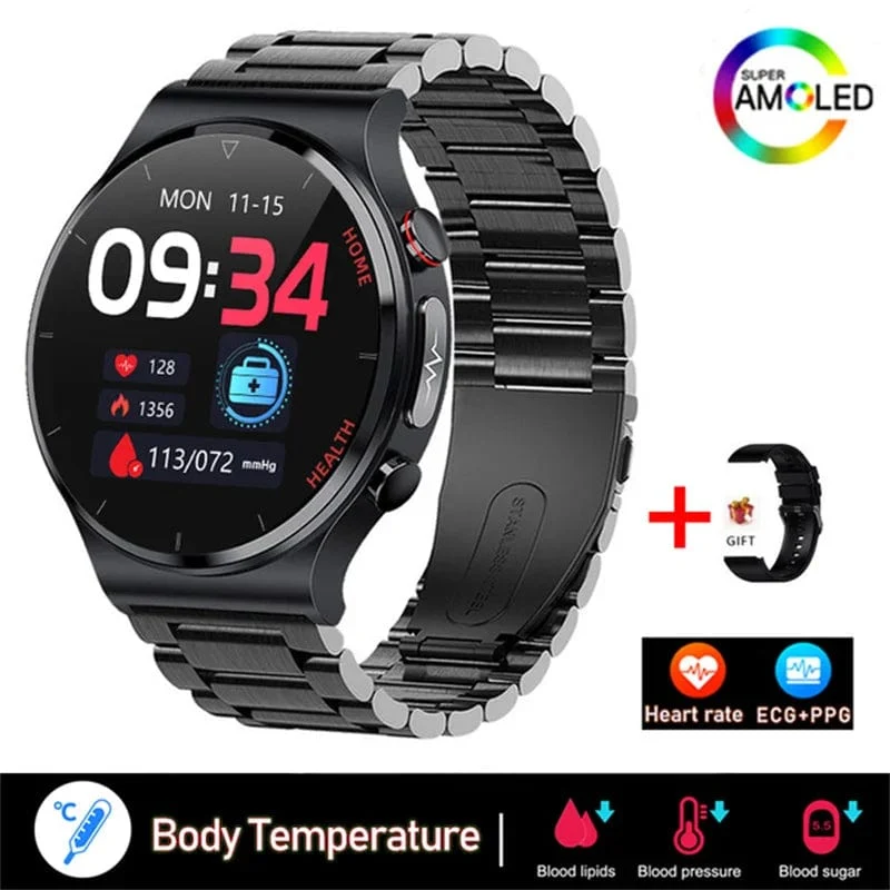 2024 Neue Laserbehandlung Drei hohe Smart Watch Männer EKG PPG Herzfrequenz Blutzucker Gesundheitstracker Smart Watches für Huawei IOS