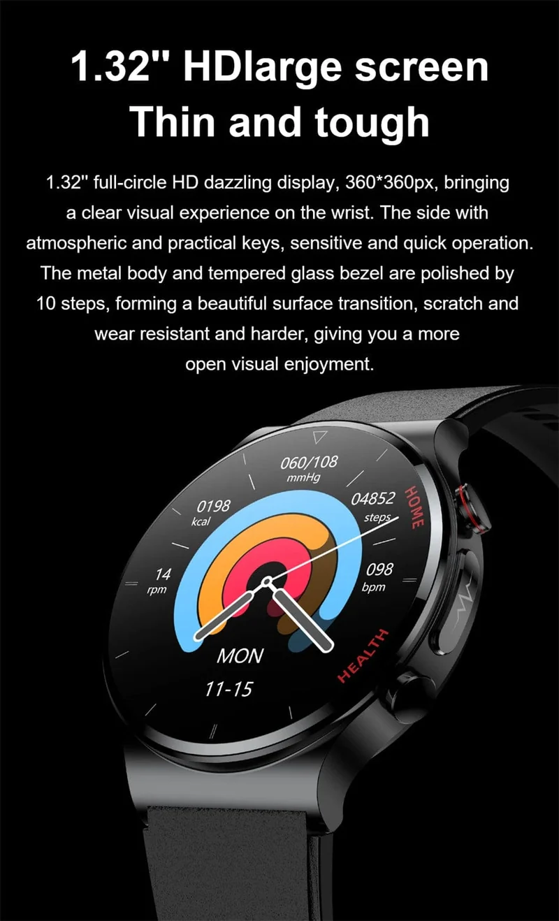 2024 Neue Laserbehandlung Drei hohe Smart Watch Männer EKG PPG Herzfrequenz Blutzucker Gesundheitstracker Smart Watches für Huawei IOS