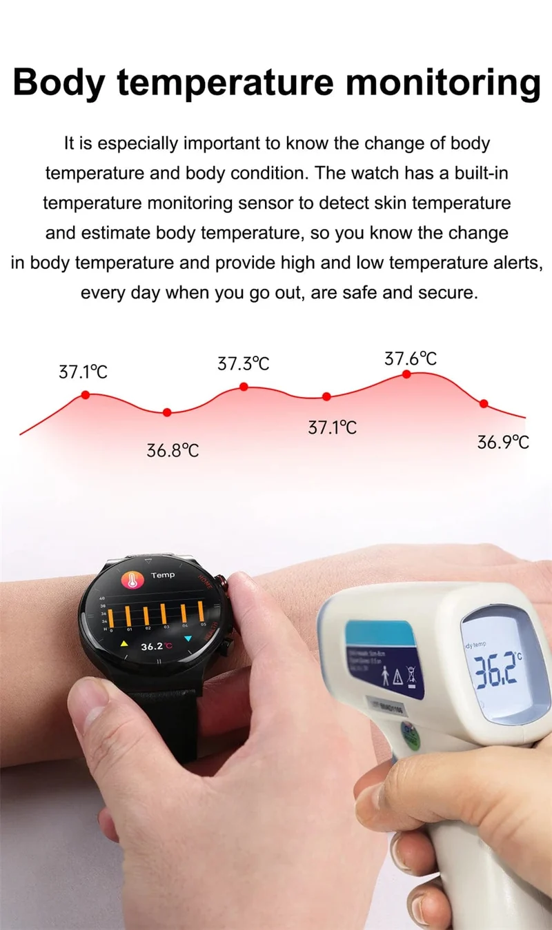 2024 Neue Laserbehandlung Drei hohe Smart Watch Männer EKG PPG Herzfrequenz Blutzucker Gesundheitstracker Smart Watches für Huawei IOS