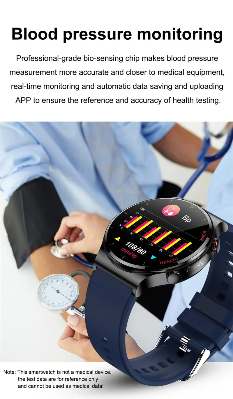 2024 Neue Laserbehandlung Drei hohe Smart Watch Männer EKG PPG Herzfrequenz Blutzucker Gesundheitstracker Smart Watches für Huawei IOS