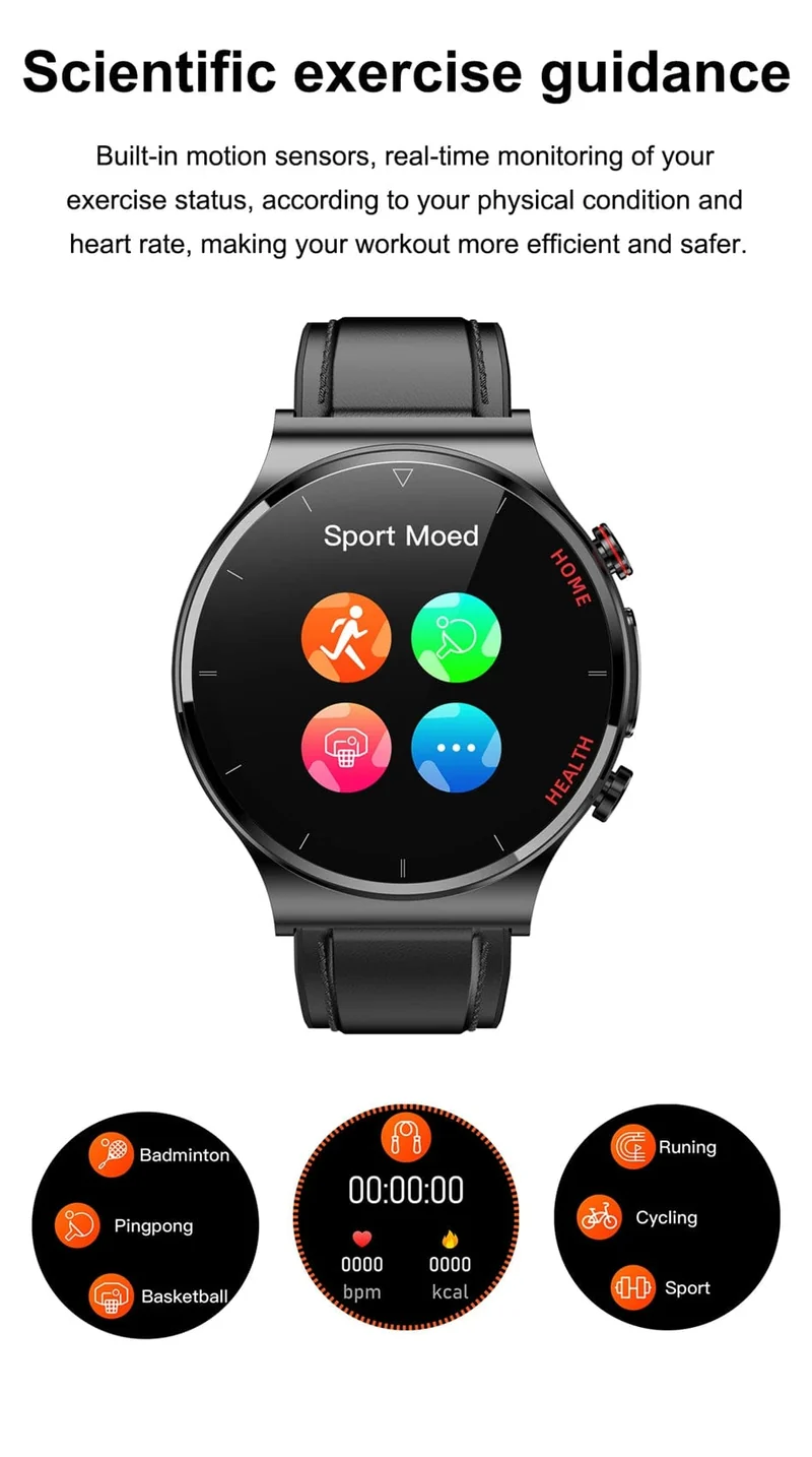 2024 Neue Laserbehandlung Drei hohe Smart Watch Männer EKG PPG Herzfrequenz Blutzucker Gesundheitstracker Smart Watches für Huawei IOS