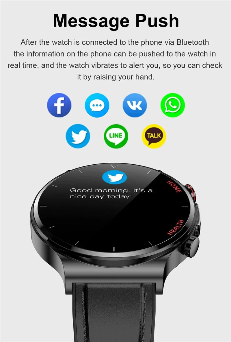 2024 Neue Laserbehandlung Drei hohe Smart Watch Männer EKG PPG Herzfrequenz Blutzucker Gesundheitstracker Smart Watches für Huawei IOS