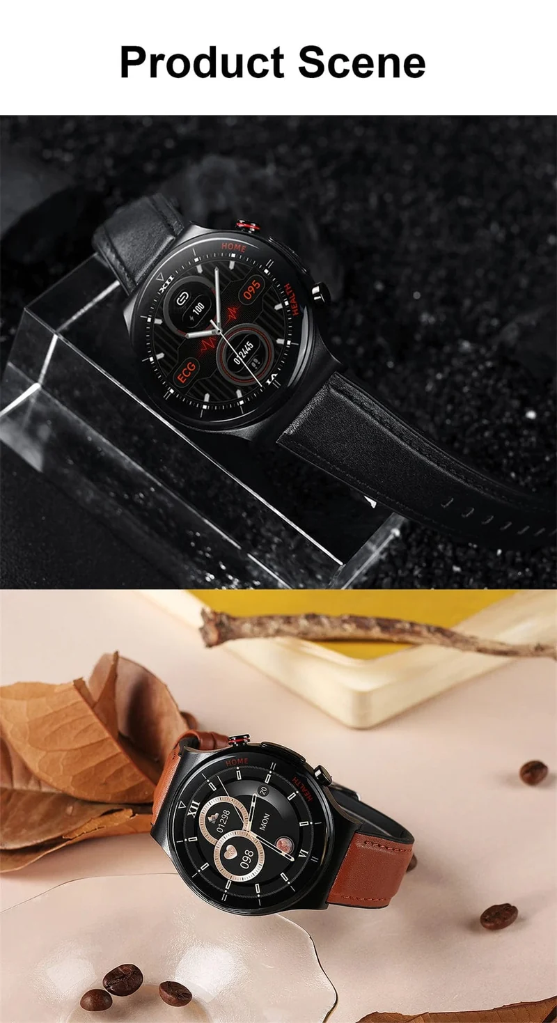2024 Neue Laserbehandlung Drei hohe Smart Watch Männer EKG PPG Herzfrequenz Blutzucker Gesundheitstracker Smart Watches für Huawei IOS