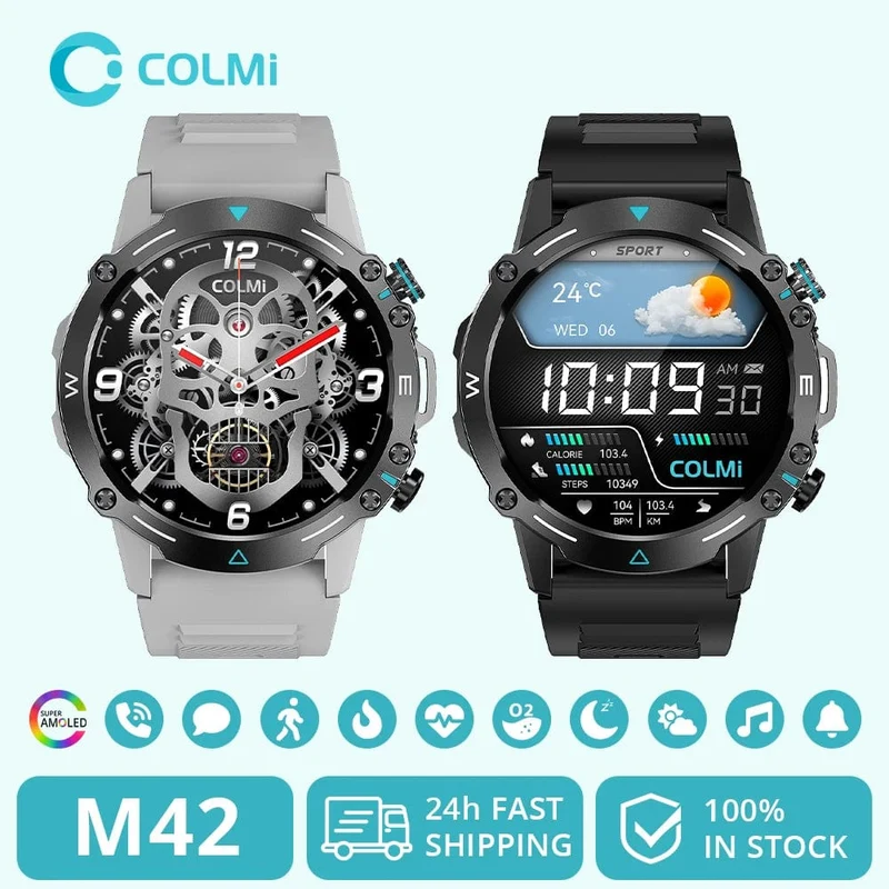 COLMI M42 Smartwatch 1.43-Zoll-AMOLED-Display 100 Sportmodi Sprachanrufe Smartwatch für Männer und Frauen Militärtaugliche Robustheitsuhr