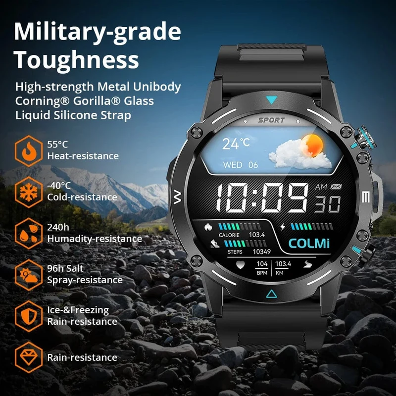 COLMI M42 Smartwatch 1.43-Zoll-AMOLED-Display 100 Sportmodi Sprachanrufe Smartwatch für Männer und Frauen Militärtaugliche Robustheitsuhr