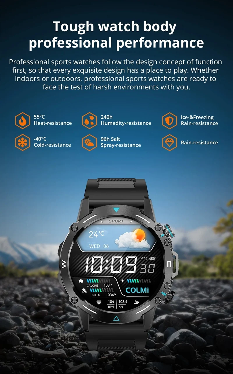 COLMI M42 Smartwatch 1.43-Zoll-AMOLED-Display 100 Sportmodi Sprachanrufe Smartwatch für Männer und Frauen Militärtaugliche Robustheitsuhr