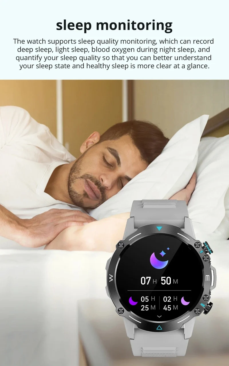 COLMI M42 Smartwatch 1.43-Zoll-AMOLED-Display 100 Sportmodi Sprachanrufe Smartwatch für Männer und Frauen Militärtaugliche Robustheitsuhr