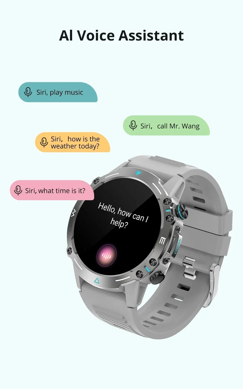 COLMI M42 Smartwatch 1.43-Zoll-AMOLED-Display 100 Sportmodi Sprachanrufe Smartwatch für Männer und Frauen Militärtaugliche Robustheitsuhr