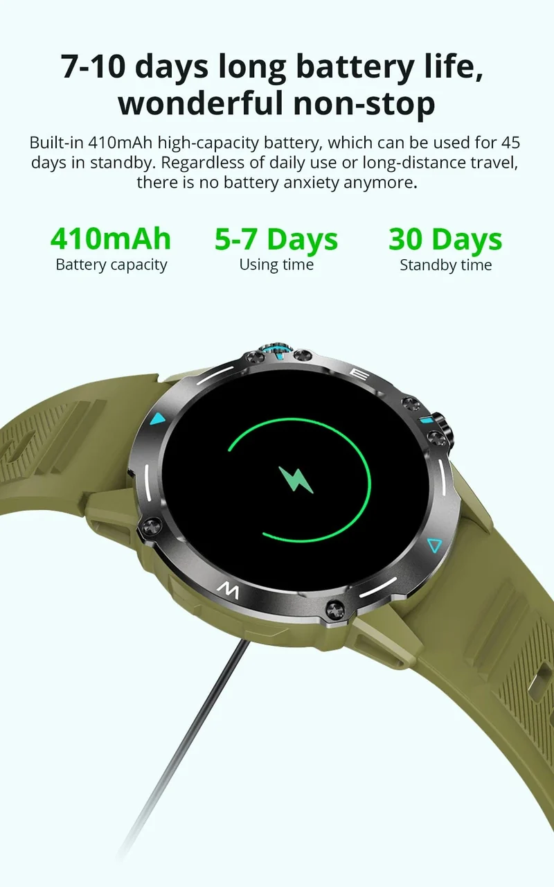 COLMI M42 Smartwatch 1.43-Zoll-AMOLED-Display 100 Sportmodi Sprachanrufe Smartwatch für Männer und Frauen Militärtaugliche Robustheitsuhr