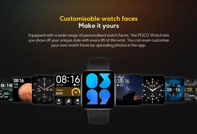 Globale Version POCO Watch 1.6-Zoll-AMOLED-Display 14 Tage Akku GPS Always-on-Zifferblatt Blutsauerstoff-Smartwatch