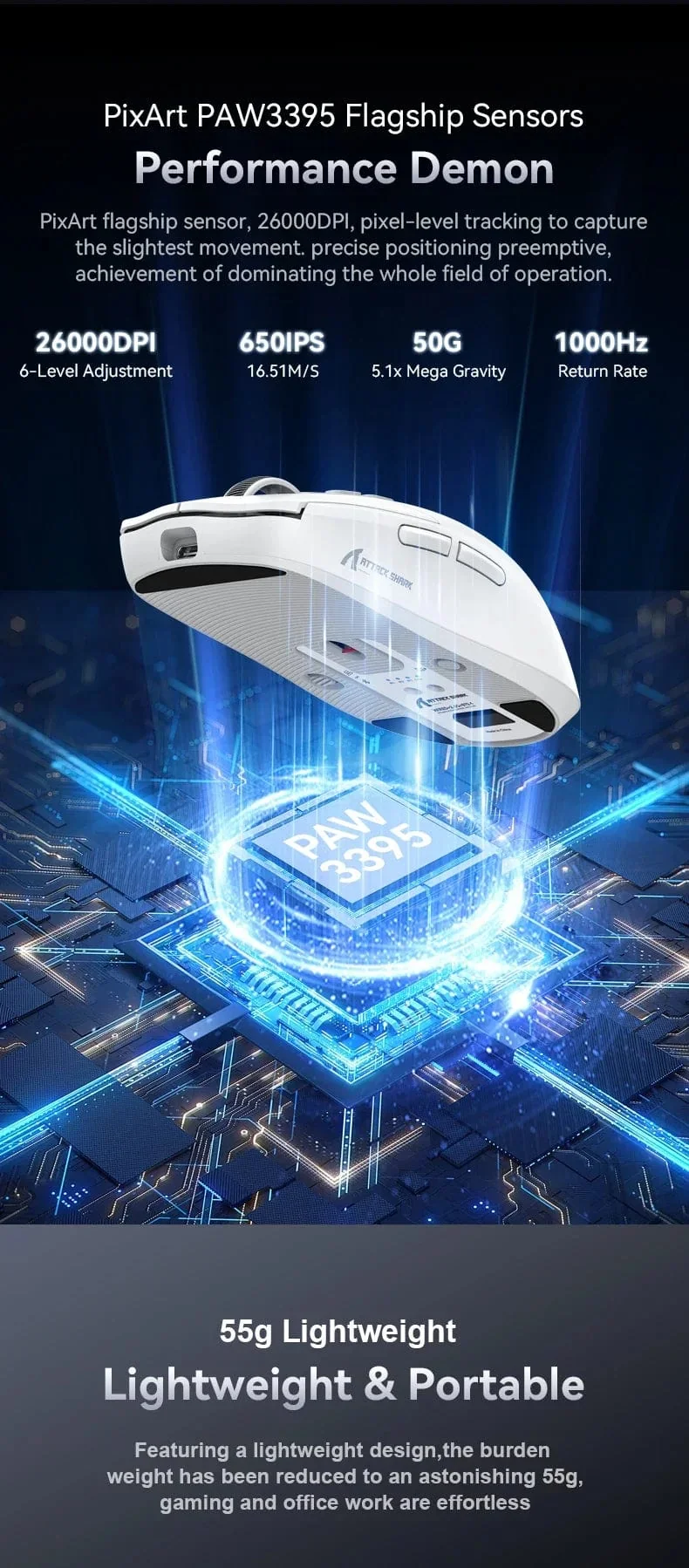 X6 PAW3395 Bluetooth-Maus, 2.4-Tri-Mode-Verbindung, magnetische RGB-Touch-Ladestation, Makro-Gaming-Maus