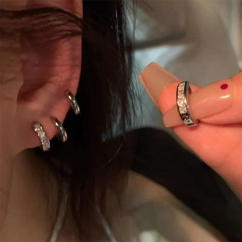 4 Teile/satz Edelstahl Ästhetischen Zirkon Kristall Creolen für Frauen Egirl Neue Y2K Cool Täglichen Tragen Schmuck Zubehör