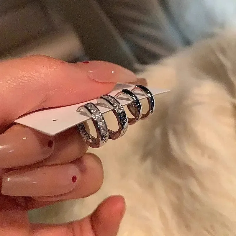 4 Teile/satz Edelstahl Ästhetischen Zirkon Kristall Creolen für Frauen Egirl Neue Y2K Cool Täglichen Tragen Schmuck Zubehör