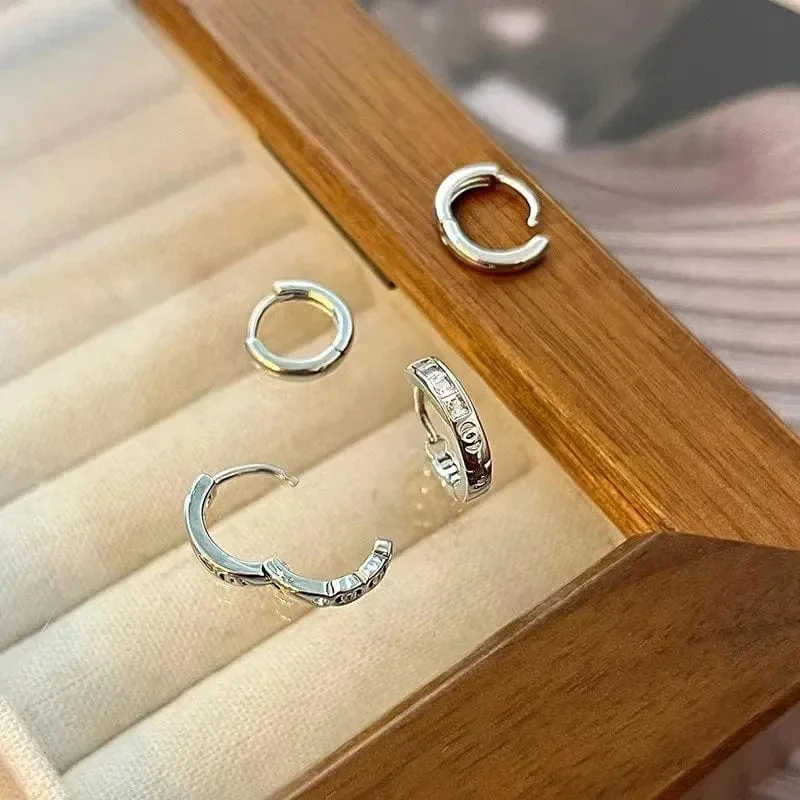 4 Teile/satz Edelstahl Ästhetischen Zirkon Kristall Creolen für Frauen Egirl Neue Y2K Cool Täglichen Tragen Schmuck Zubehör