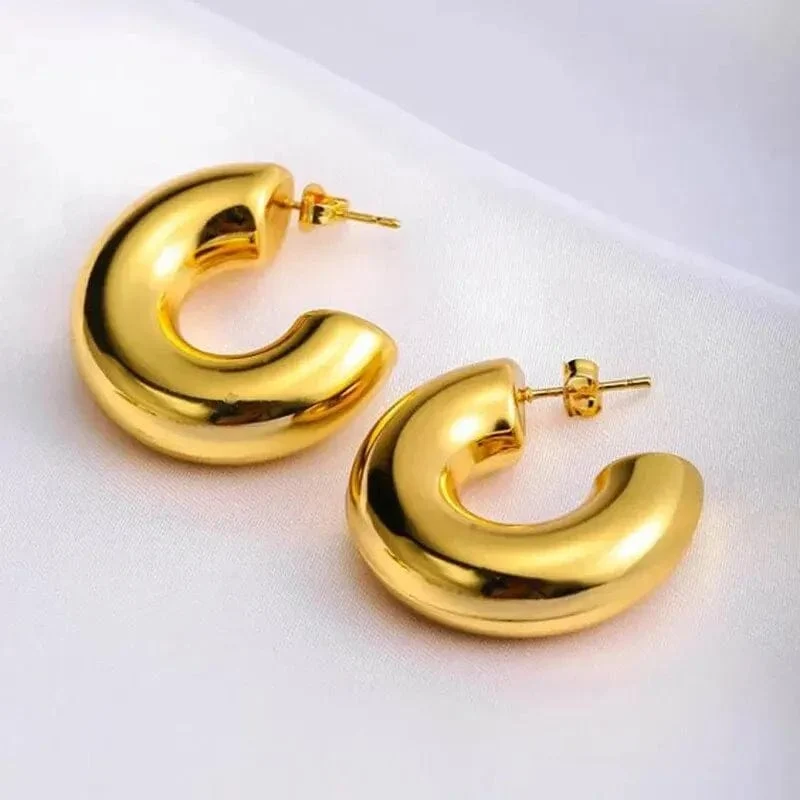 Trendy Circle Twists Creolen für Frauen, schlichtes Temperament, Übertreibung, goldfarben, Ohrschmuck für den Alltag, Party-Geschenk