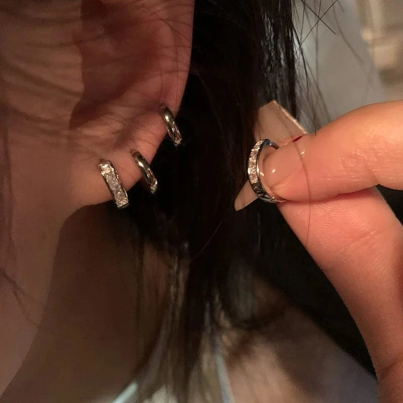 4 Teile/satz Edelstahl Ästhetischen Zirkon Kristall Hoop Ohrringe für Frauen Egirl Neue Y2K 2000S Cool Täglichen Tragen Schmuck Accessorie