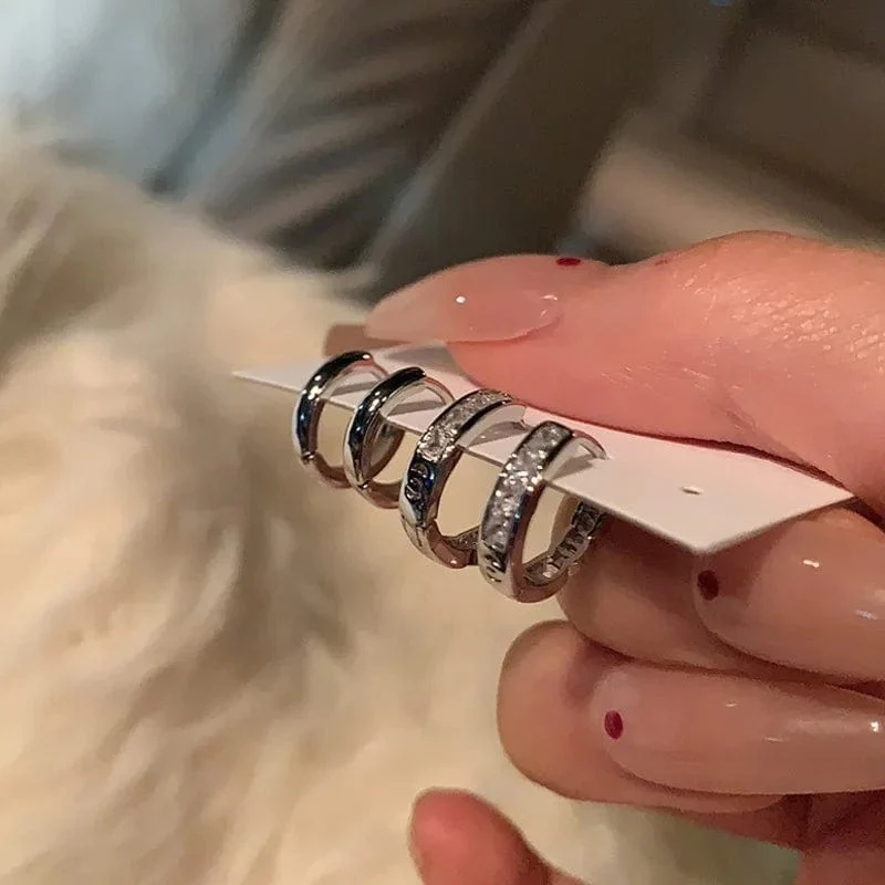 4 Teile/satz Edelstahl Ästhetischen Zirkon Kristall Hoop Ohrringe für Frauen Egirl Neue Y2K 2000S Cool Täglichen Tragen Schmuck Accessorie