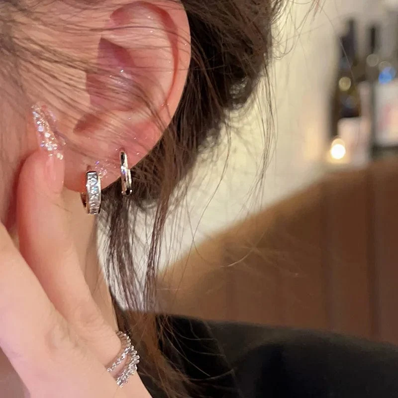 4 Teile/satz Edelstahl Ästhetischen Zirkon Kristall Hoop Ohrringe für Frauen Egirl Neue Y2K 2000S Cool Täglichen Tragen Schmuck Accessorie