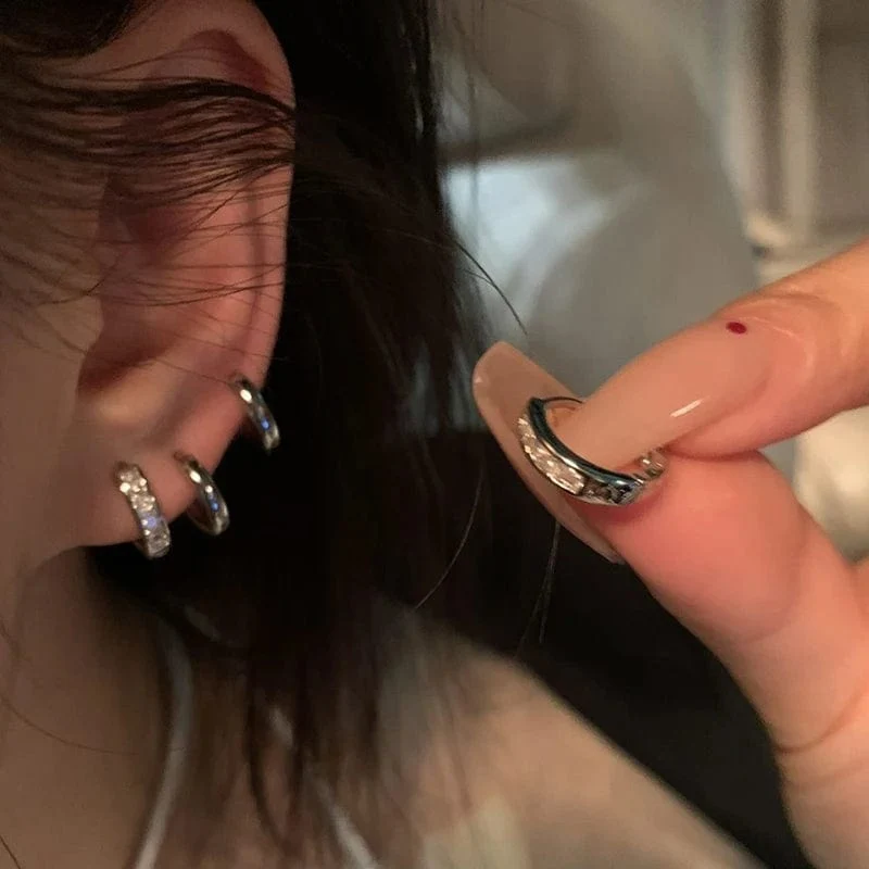 4 Teile/satz Edelstahl Ästhetischen Zirkon Kristall Hoop Ohrringe für Frauen Egirl Neue Y2K 2000S Cool Täglichen Tragen Schmuck Accessorie
