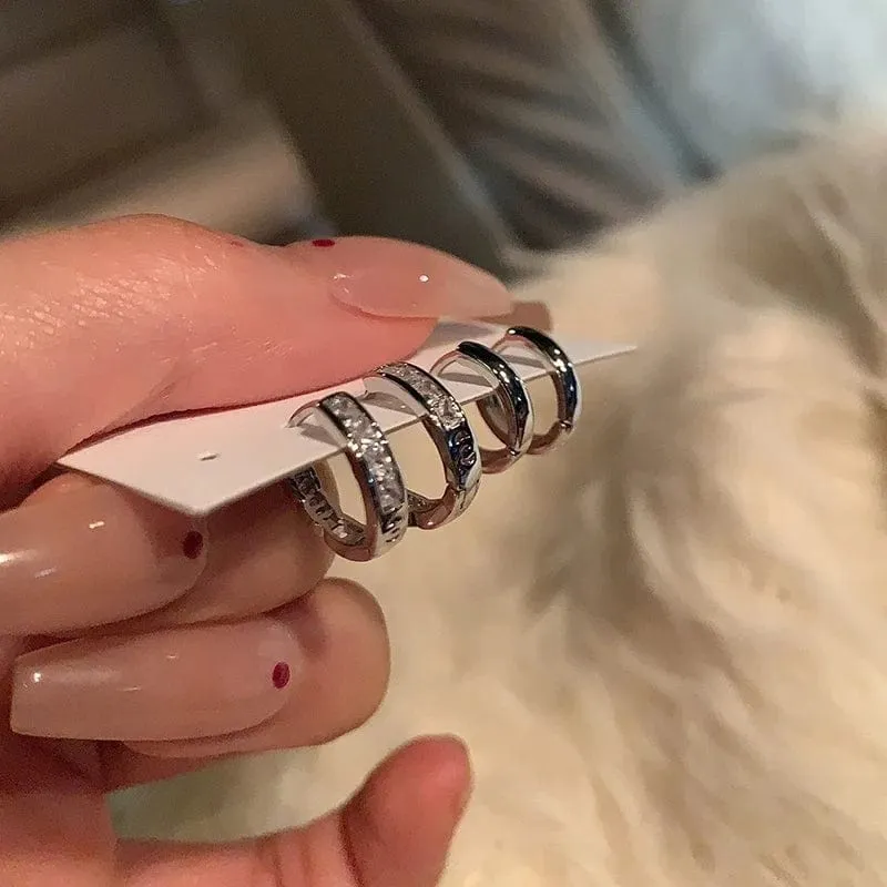 4 Teile/satz Edelstahl Ästhetischen Zirkon Kristall Hoop Ohrringe für Frauen Egirl Neue Y2K 2000S Cool Täglichen Tragen Schmuck Accessorie