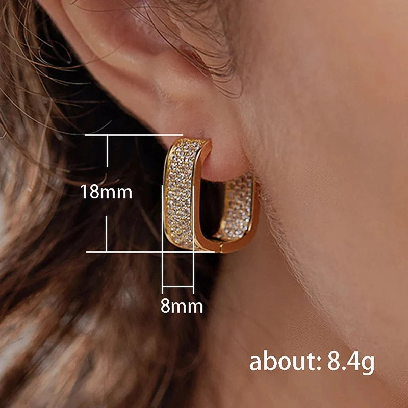 Huitan Korean Fashion Gepflasterte CZ Creolen für Frauen Metall Silber Farbe/Gold Farbe Einfache Vielseitige Mädchen Ohrringe Heißer Schmuck