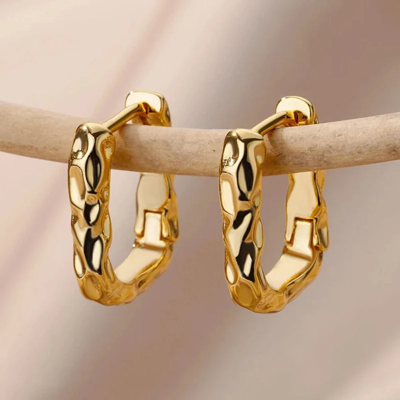 Herz Edelstahl Ohrringe für Frauen Zirkon Gold Farbe Hoop Ohrring Ästhetischen Wasserdicht Ohr Piercing Schmuck Zubehör
