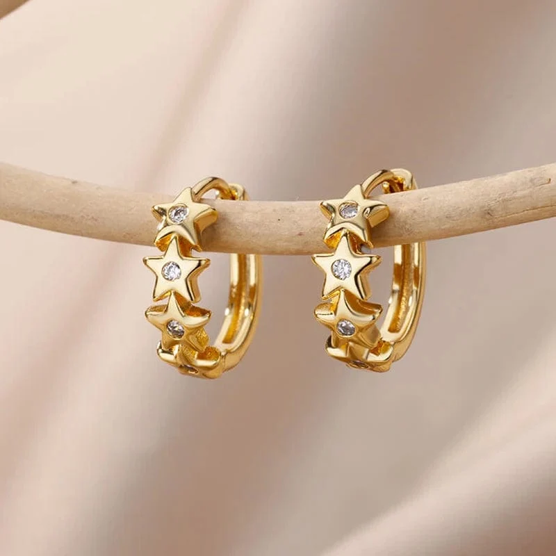 Herz Edelstahl Ohrringe für Frauen Zirkon Gold Farbe Hoop Ohrring Ästhetischen Wasserdicht Ohr Piercing Schmuck Zubehör