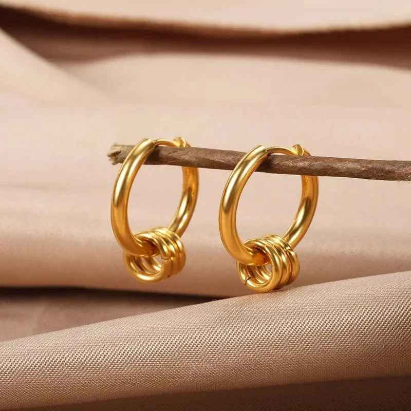 Herz Edelstahl Ohrringe für Frauen Zirkon Gold Farbe Hoop Ohrring Ästhetischen Wasserdicht Ohr Piercing Schmuck Zubehör