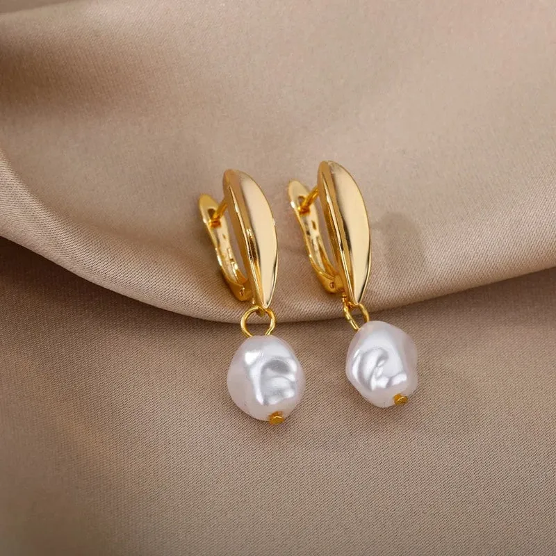 Herz Edelstahl Ohrringe für Frauen Zirkon Gold Farbe Hoop Ohrring Ästhetischen Wasserdicht Ohr Piercing Schmuck Zubehör