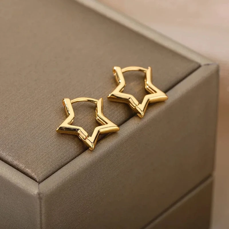 Herz Edelstahl Ohrringe für Frauen Zirkon Gold Farbe Hoop Ohrring Ästhetischen Wasserdicht Ohr Piercing Schmuck Zubehör