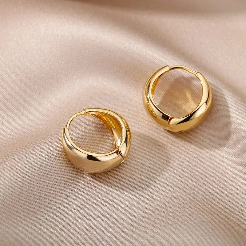 Herz Edelstahl Ohrringe für Frauen Zirkon Gold Farbe Hoop Ohrring Ästhetischen Wasserdicht Ohr Piercing Schmuck Zubehör