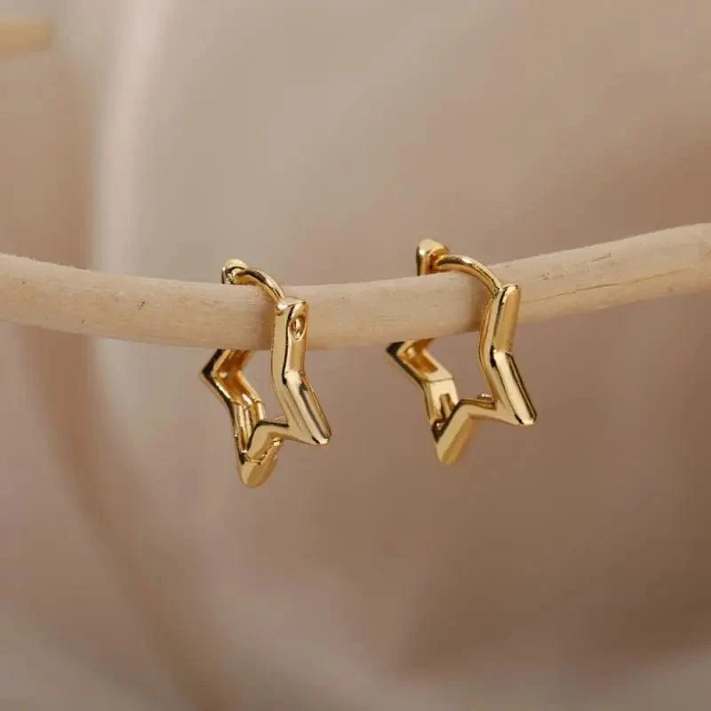 Herz Edelstahl Ohrringe für Frauen Zirkon Gold Farbe Hoop Ohrring Ästhetischen Wasserdicht Ohr Piercing Schmuck Zubehör