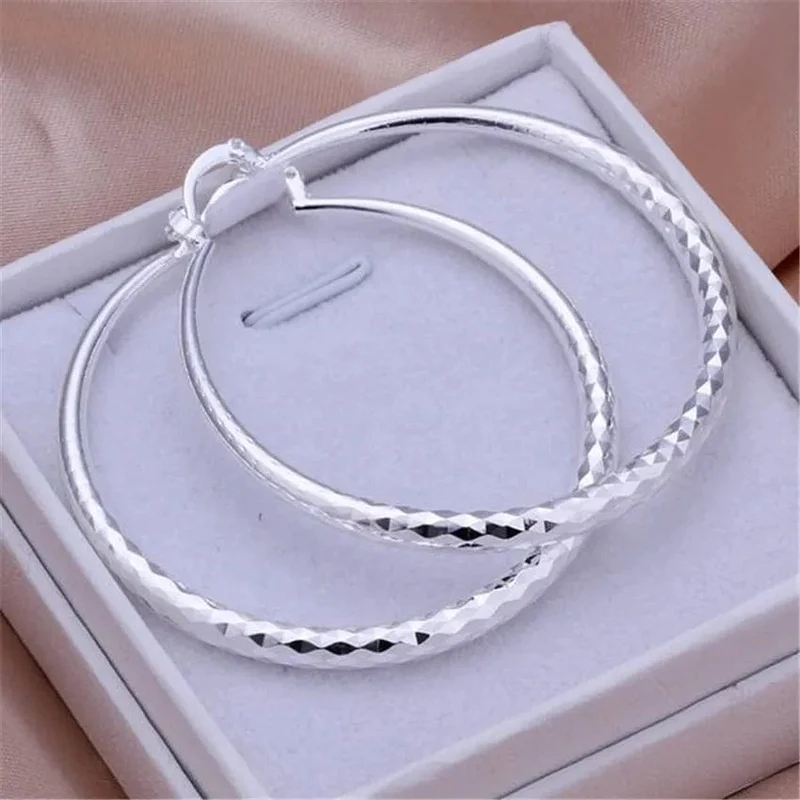 Charms feine 925 Sterling Silber 5CM kreis creolen für Frauen mode Ziemlich hochzeit partei Schmuck Urlaub geschenke