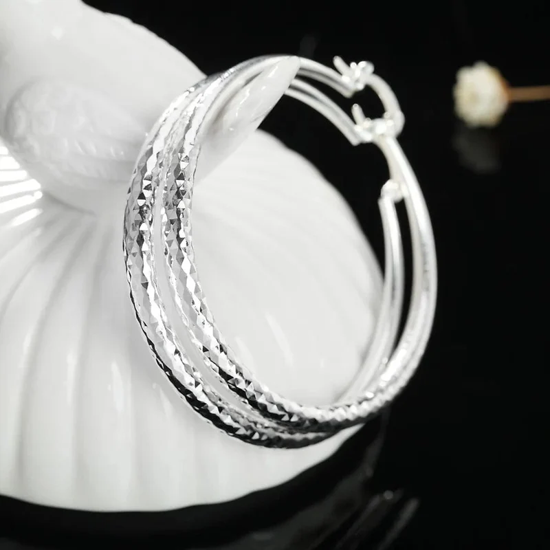 Charms feine 925 Sterling Silber 5CM kreis creolen für Frauen mode Ziemlich hochzeit partei Schmuck Urlaub geschenke