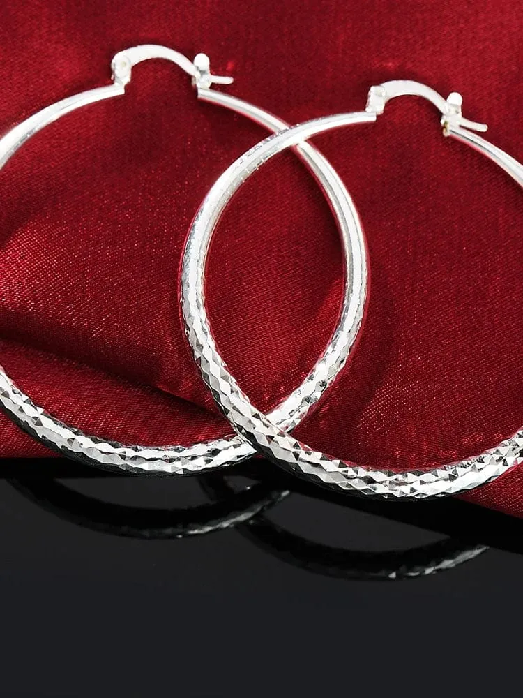 Charms feine 925 Sterling Silber 5CM kreis creolen für Frauen mode Ziemlich hochzeit partei Schmuck Urlaub geschenke