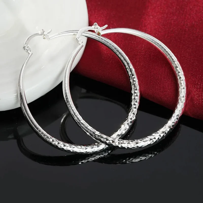 Charms feine 925 Sterling Silber 5CM kreis creolen für Frauen mode Ziemlich hochzeit partei Schmuck Urlaub geschenke