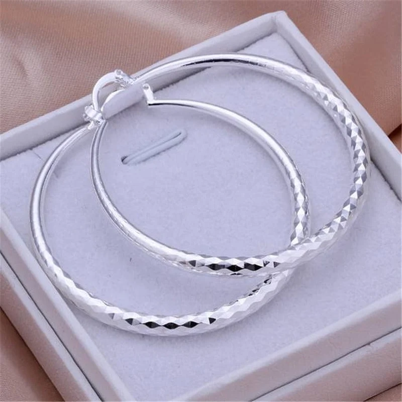 Charms feine 925 Sterling Silber 5CM kreis creolen für Frauen mode Ziemlich hochzeit partei Schmuck Urlaub geschenke