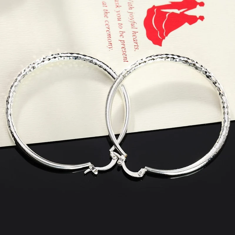 Charms feine 925 Sterling Silber 5CM kreis creolen für Frauen mode Ziemlich hochzeit partei Schmuck Urlaub geschenke