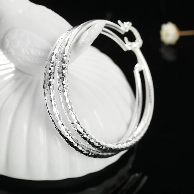 Charms feine 925 Sterling Silber 5CM kreis creolen für Frauen mode Ziemlich hochzeit partei Schmuck Urlaub geschenke