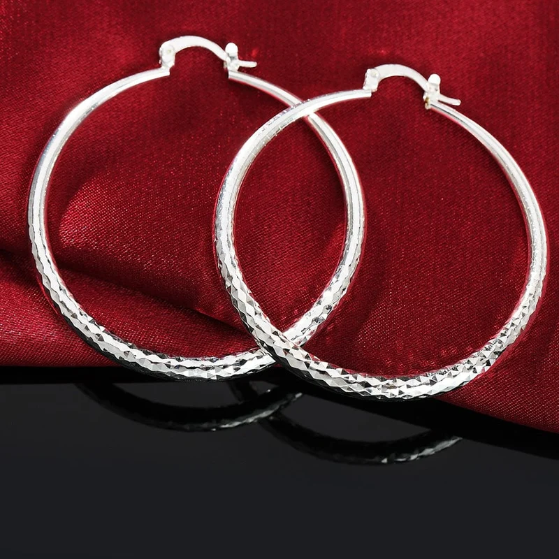 Charms feine 925 Sterling Silber 5CM kreis creolen für Frauen mode Ziemlich hochzeit partei Schmuck Urlaub geschenke