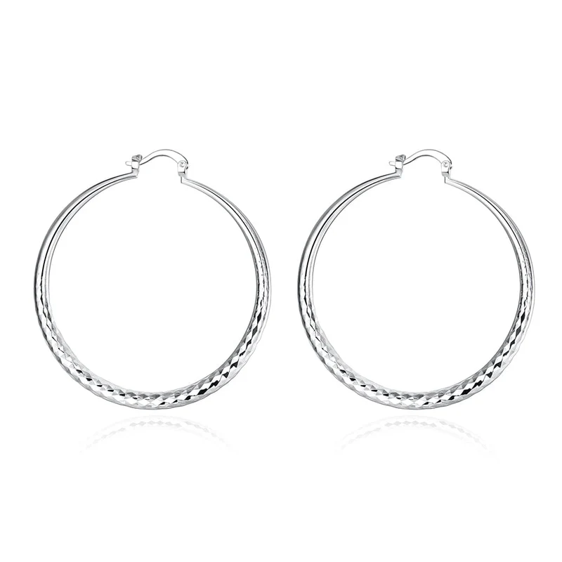 Charms feine 925 Sterling Silber 5CM kreis creolen für Frauen mode Ziemlich hochzeit partei Schmuck Urlaub geschenke