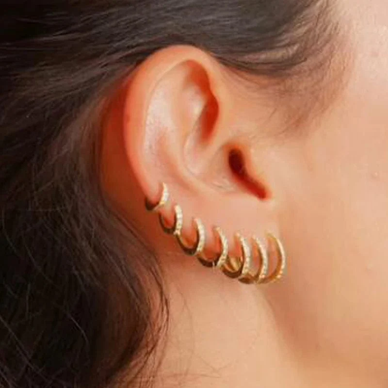 1 Paar Edelstahl Minimal Creolen Kristall Zirkonia Kleine Huggie Dünne Knorpel Ohrringe Helix Tragus Piercing Schmuck