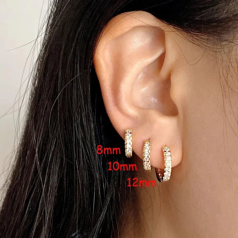 1 Paar Edelstahl Minimal Creolen Kristall Zirkonia Kleine Huggie Dünne Knorpel Ohrringe Helix Tragus Piercing Schmuck