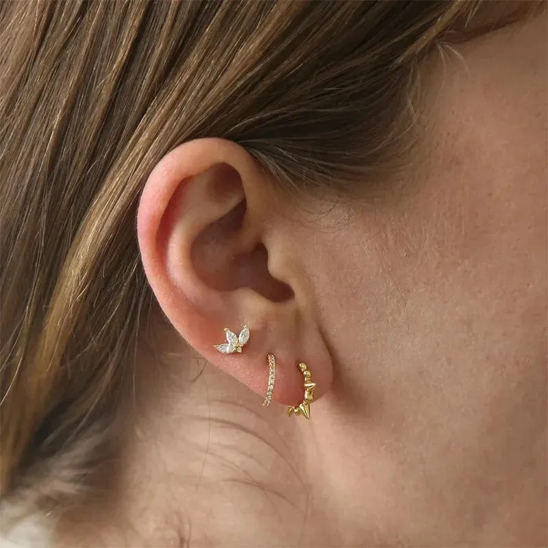 1 Paar Edelstahl Minimal Creolen Kristall Zirkonia Kleine Huggie Dünne Knorpel Ohrringe Helix Tragus Piercing Schmuck