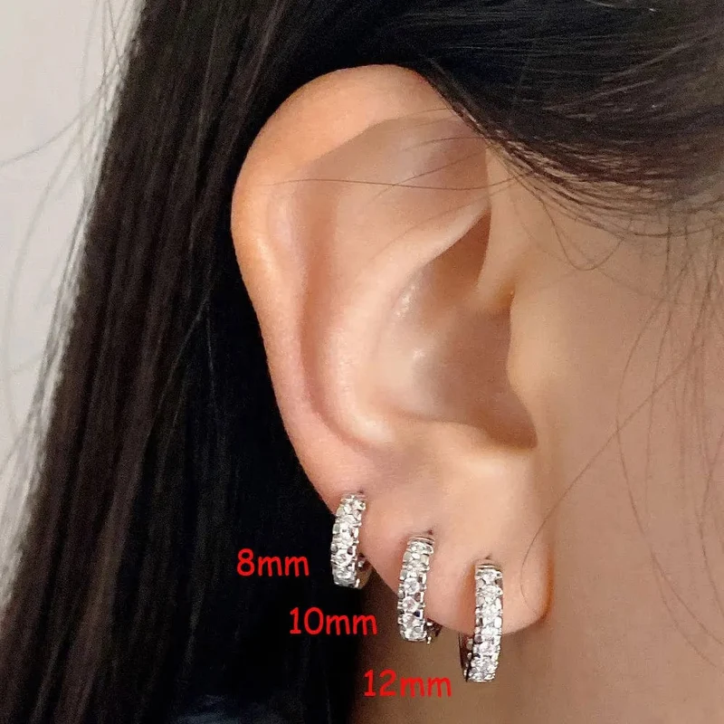 1 Paar Edelstahl Minimal Creolen Kristall Zirkonia Kleine Huggie Dünne Knorpel Ohrringe Helix Tragus Piercing Schmuck