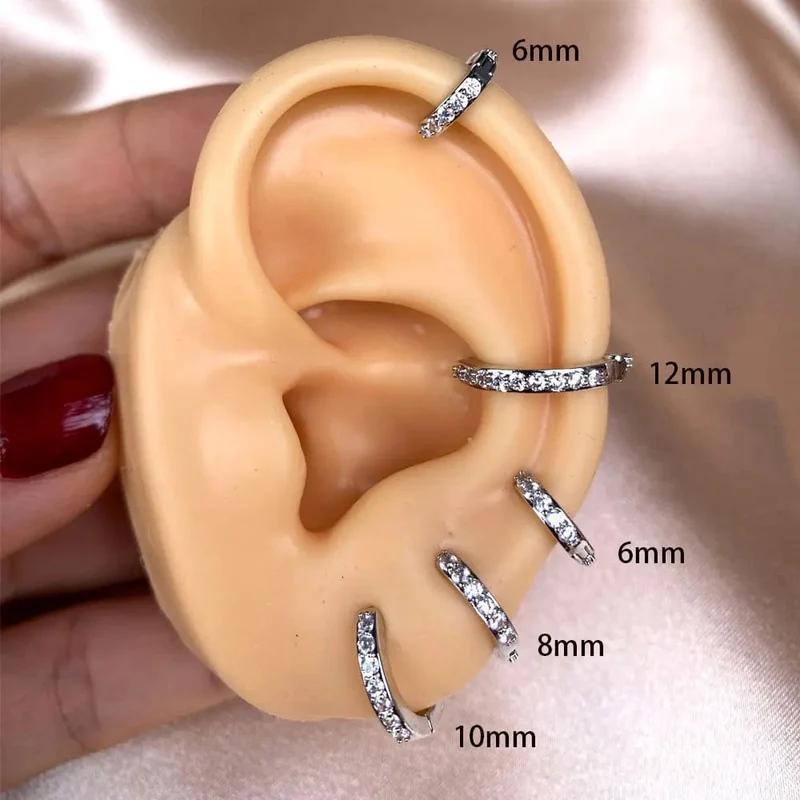 1 Paar Edelstahl Minimal Creolen Kristall Zirkonia Kleine Huggie Dünne Knorpel Ohrringe Helix Tragus Piercing Schmuck