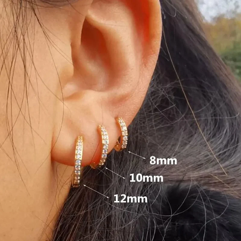 1 Paar Edelstahl Minimal Creolen Kristall Zirkonia Kleine Huggie Dünne Knorpel Ohrringe Helix Tragus Piercing Schmuck